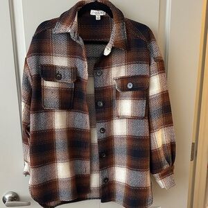 She + Sky Brown and Black Plaid Jacket